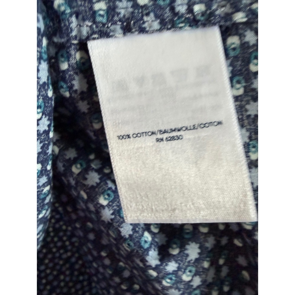 Lands End Womens Navy Blue Floral Cotton Popover Tunic Blouse Large Tall 14-16 - Picture 6 of 8
